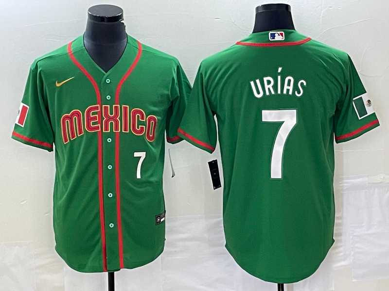 Men%27s Mexico Baseball #7 Julio Urias Number 2023 Green World Classic Stitched Jersey1->2023 world baseball classic->MLB Jersey